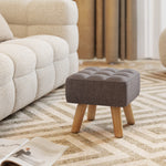 Repose pied salon ottoman siège rembourré en tissu avec pieds en bois 27 x 27 x 26 cm gris