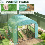 Serre de jardin serre tunnel de jardin 9m² PE Haute densité 135 g/m², avec 2 portes zippées 300 x 300 x 200 cm, vert
