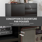 Commode Buffet Meuble de Rangement 2 tiroirs 2 Portes avec étagère 79 x 36 x 74 cm noir brillant