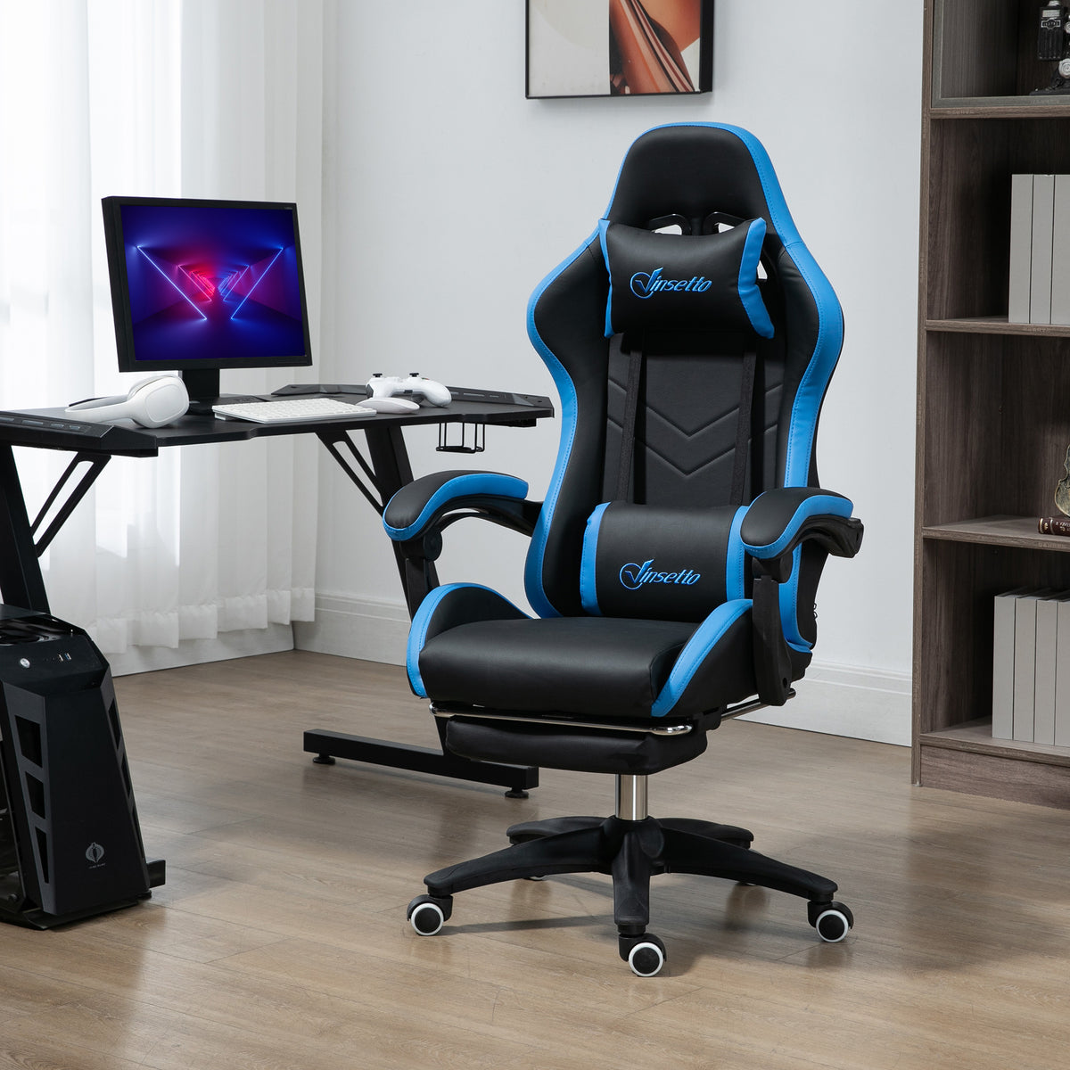 Sedia gaming poltrona da gaming ergonomica con schienale reclinabile a 135° e supporto lombare, 65 x 65 x 121-129 cm nero