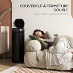 Poubelle cuisine automatique 50L acier inoxydable, poubelle à couvercle à fermeture en douceur, 30,5x30,5x85cm, noir