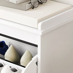 Banc à chaussures avec coussin d'assise rembourré et tiroir rabattable pour couloir, chambre, 62 x 26 x 47,5 cm, blanc