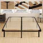 Bettrahmen 160 x 190 cm, Doppelbett aus Massivholz mit Lattenrost und Fußteil, Stauraum darunter, schwarz