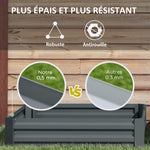 Lot de 2 carré potager de jardin dim. 100L x 100l x 30H cm - tôle d'acier ondulée gris foncé
