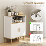 Mueble de baño, mueble de almacenaje con 2 puertas, compartimento abierto, estante ajustable, 60x29,5x76,5 cm, blanco