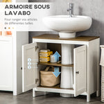 Wastafelonderkast badkamermeubel met 2 deuren en legplank 60 x 30 x 60 cm wit en houtlook