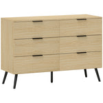 Commode 6 tiroirs Commode moderne pour chambre à coucher avec design anti-basculement 110L x 40l x 75H cm Aspect bois