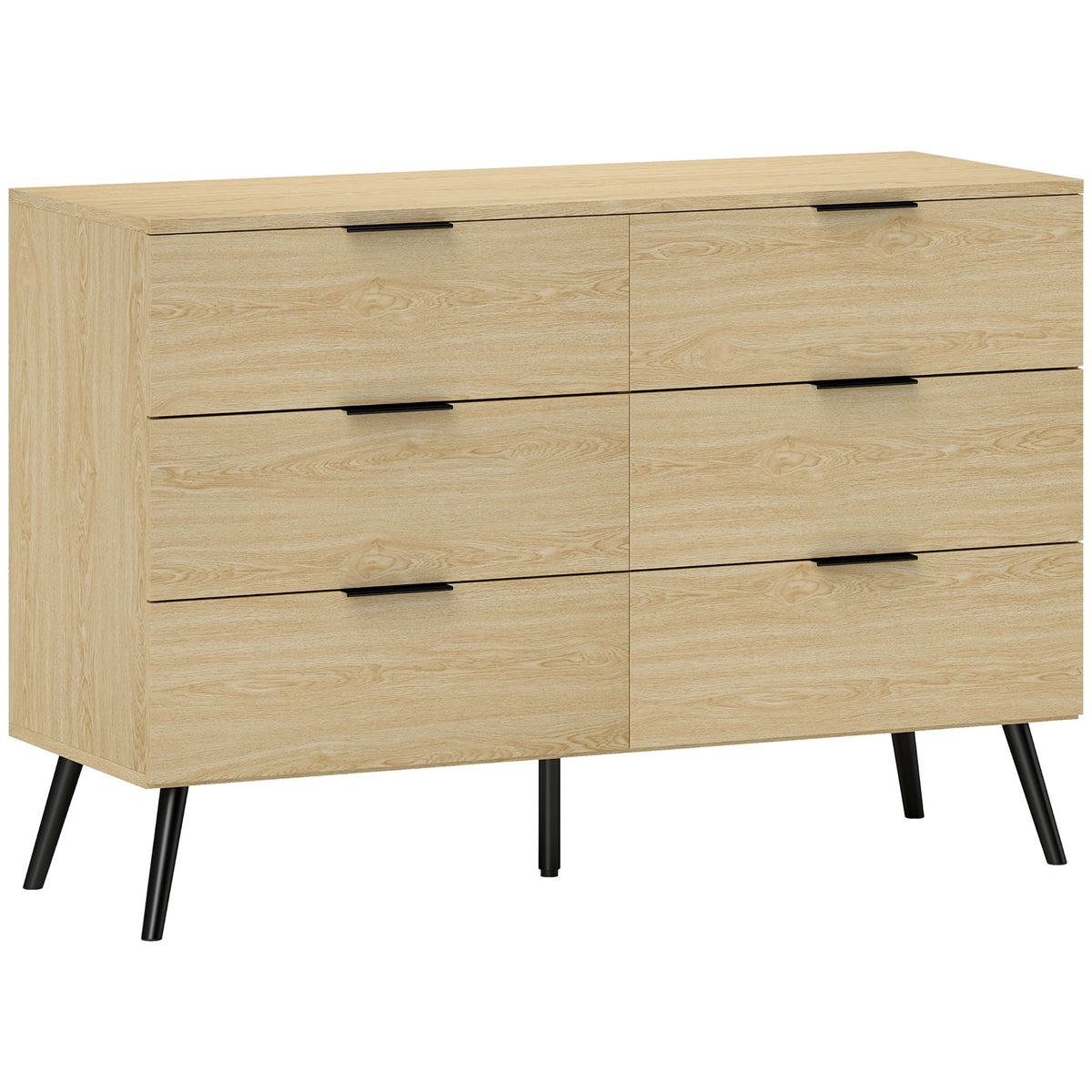 Commode 6 tiroirs Commode moderne pour chambre à coucher avec design anti-basculement 110L x 40l x 75H cm Aspect bois