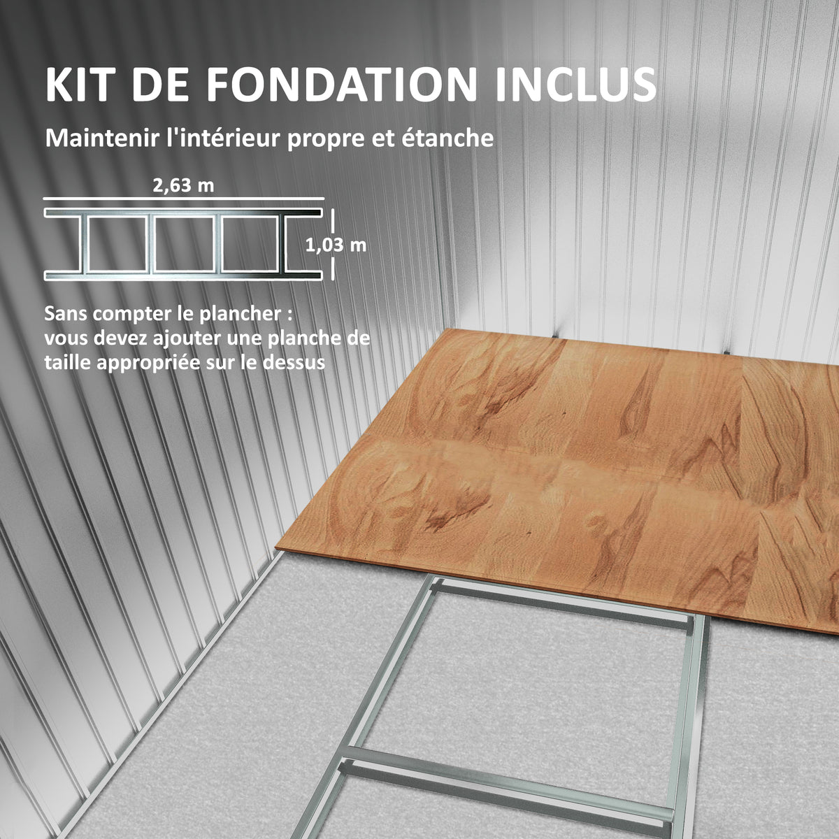 Abri de Jardin 3,6 m² Remise à Outils avec kit de fondation en Acier galvanisé avec Portes coulissantes Vert clair
