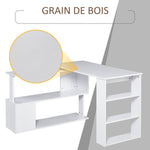Scrivania angolare tavolo da pranzo con contenitore scrivania per computer modulare libreria integrata + scaffale a 3 livelli bianco