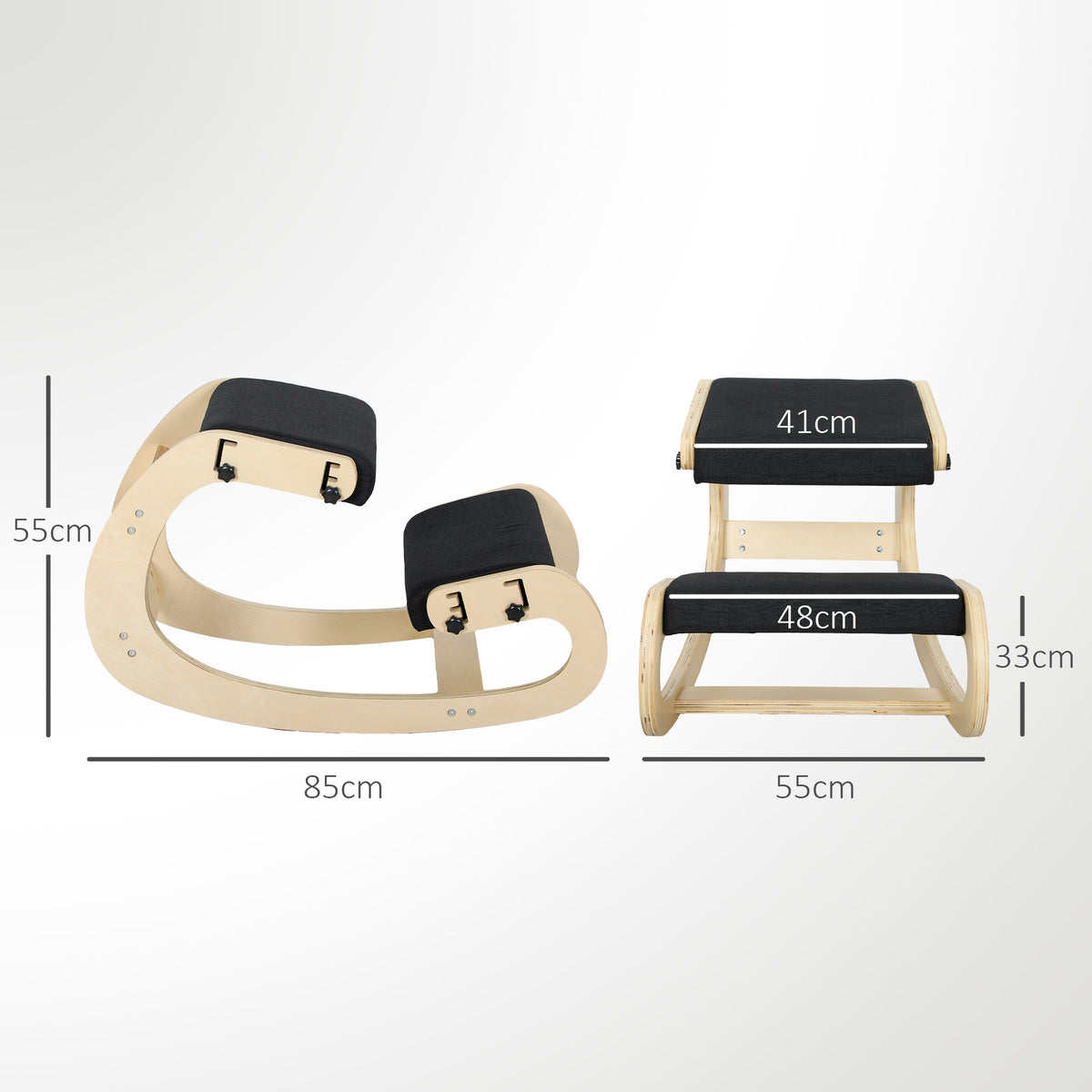Siège assis genoux, siège ergonomique en bois avec fonction à bascule, chaise à genoux réglable pour bureau à domicile