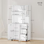 Armoire de cuisine multi-rangements 4 portes 3 tiroirs étagère + grand plateau 89L x 39,5l x 168H cm blanc