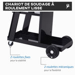 Chariot de soudage mobile à 3 niveaux avec 4 roues, porte-bouteille de gaz et chaînes de sécurité, charge 50 KG, noir
