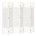 Paravent en bois 242 x 170 cm séparateur de pièce pliable 6 panneaux cloison de séparation chambre à coucher maison intérieur blanc