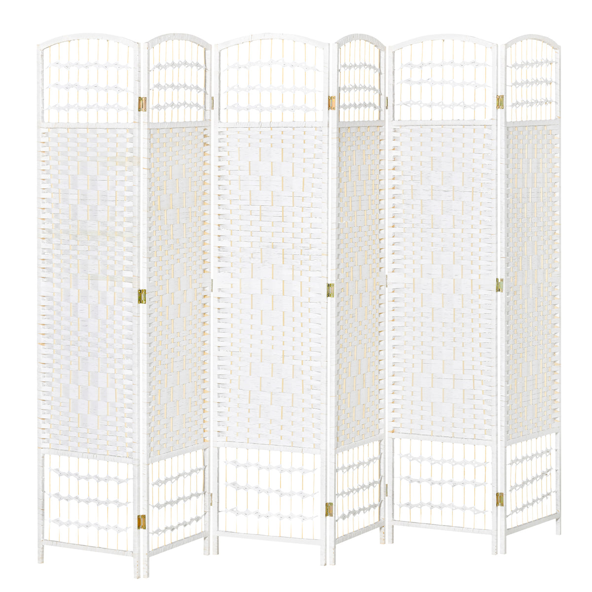 Paravent en bois 242 x 170 cm séparateur de pièce pliable 6 panneaux cloison de séparation chambre à coucher maison intérieur blanc
