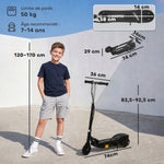 Klappbarer Elektroroller für Kinder ab 7 Jahren, 120W, max. Geschwindigkeit 12 km/h, 74x36x82,5-92,5 cm, Schwarz