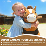 Cheval à Monter pour Enfant, Cheval à Roulettes en Peluche, Poignée, 75 cm de Haut, pour 3 à 5 Ans, Marron