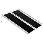 Rampe de Fauteuil Roulant Rampe de Chargement Rampe d'accès antidérapante Pliable avec Bordures de sécurité Max. 270 Kg dim. 91L x 72l x 5H cm alu. Noir