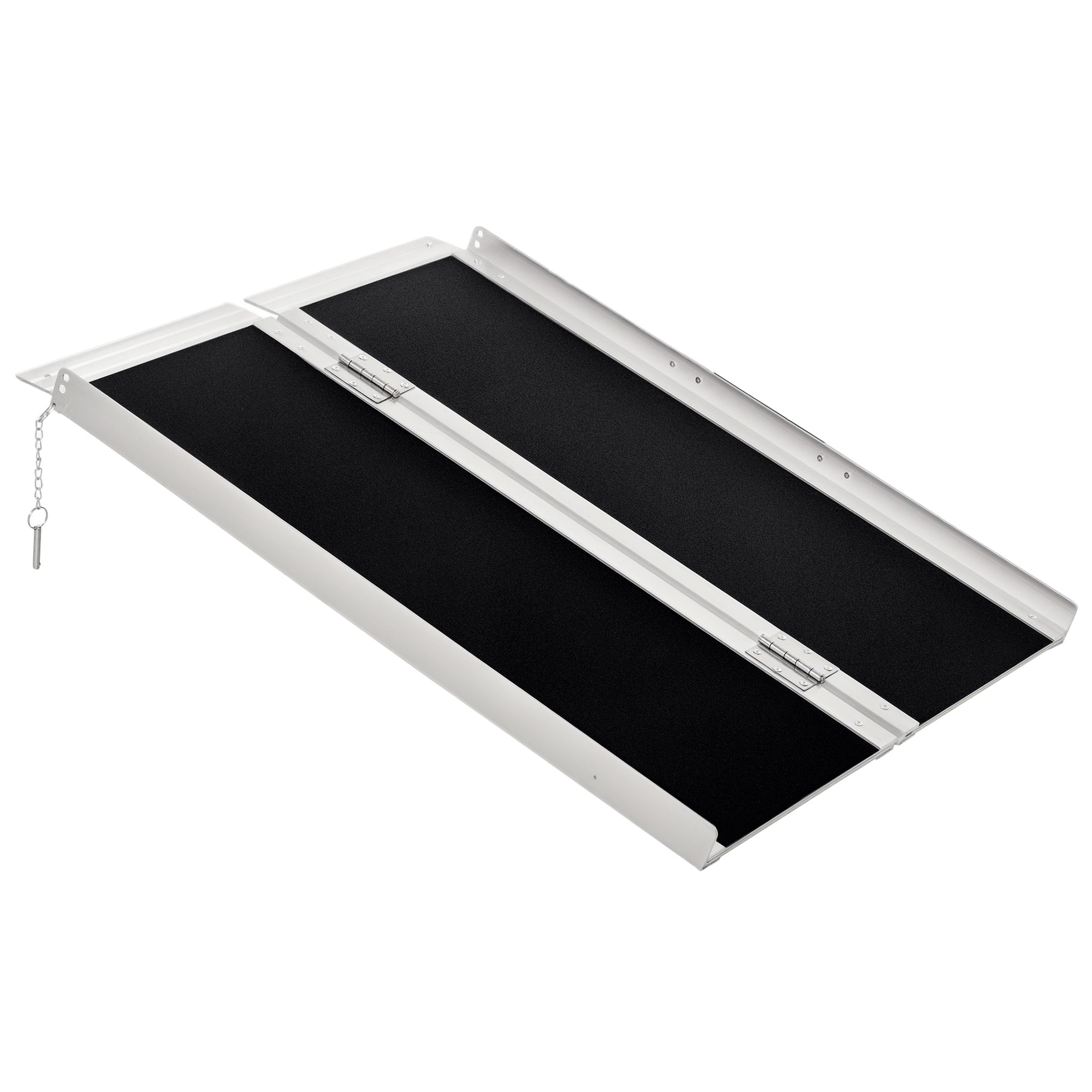 Rampe de Fauteuil Roulant Rampe de Chargement Rampe d'accès antidérapante Pliable avec Bordures de sécurité Max. 270 Kg dim. 91L x 72l x 5H cm alu. Noir