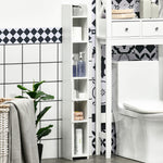 Meuble colonne de salle de bain armoire toilette haute avec étagères et placards - 15 x 17 x 120 cm blanc
