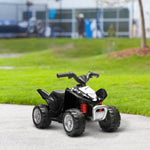 Quad électrique enfant 6 V, vitesse de 2,8 km/h, phares LED, klaxon, poignée et selle ergonomique, noir