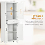 Credenza alta mobile da cucina 4 ante 2 scomparti e 1 cassetto centrale altezza 170 cm con ripiano regolabile bianco