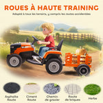 Elektrischer Kindertraktor mit abnehmbarem Anhänger, Elektroauto für Kinder, 2,4G-Fernbedienung, 139x58x55cm, orange