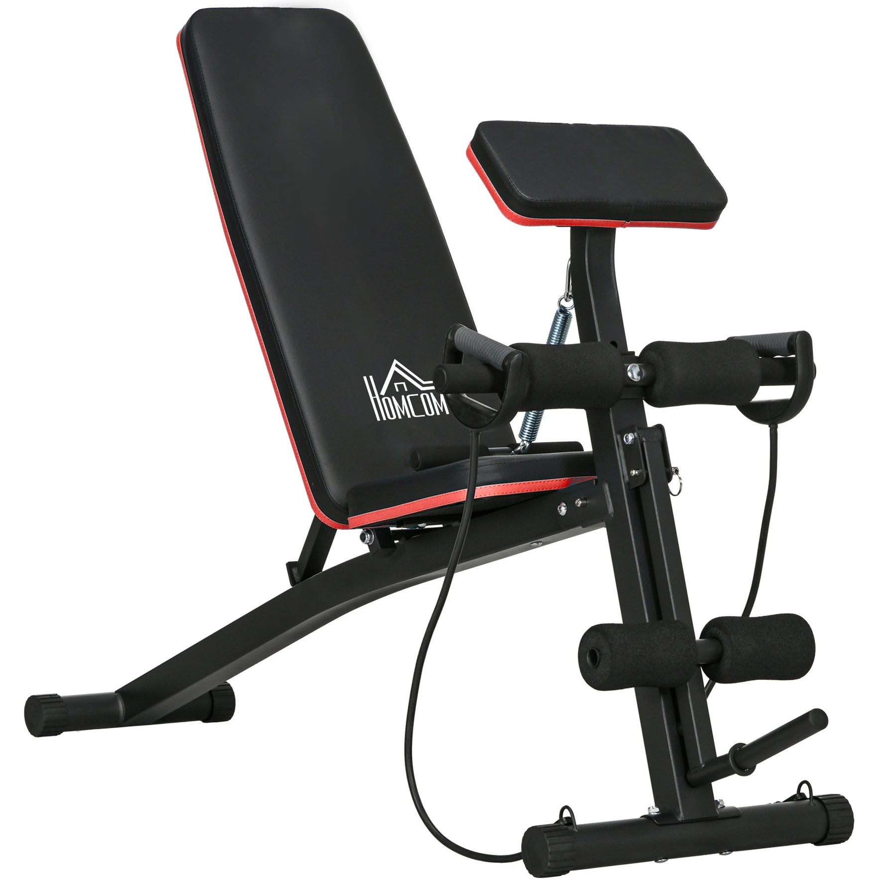 Banc de musculation pliable inclinable, banc réglable pour le développé couché, le curl biceps, la musculation du dos et des abdominaux, avec extenseur des jambes, acier, noir rouge