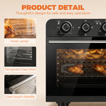 Friteuse à Air Chaud 36L, Four à Air Chaud 1800 W avec Rôtissoire, Plaque de Cuisson, Panier de Friture et Grille, Noir