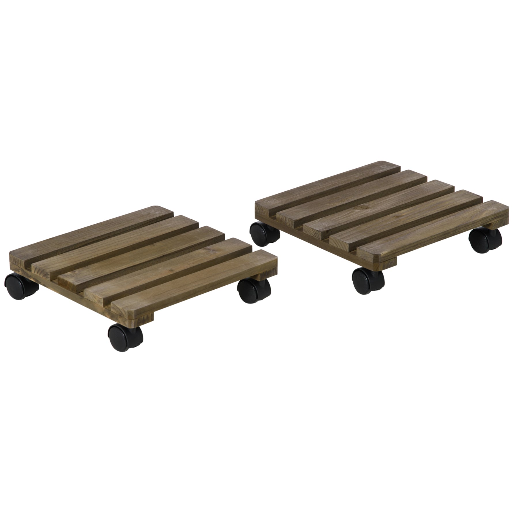 Lot de 2 supports pour plantes carrés porte plante à roulettes support pour pot de fleurs, pour intérieur et extérieur