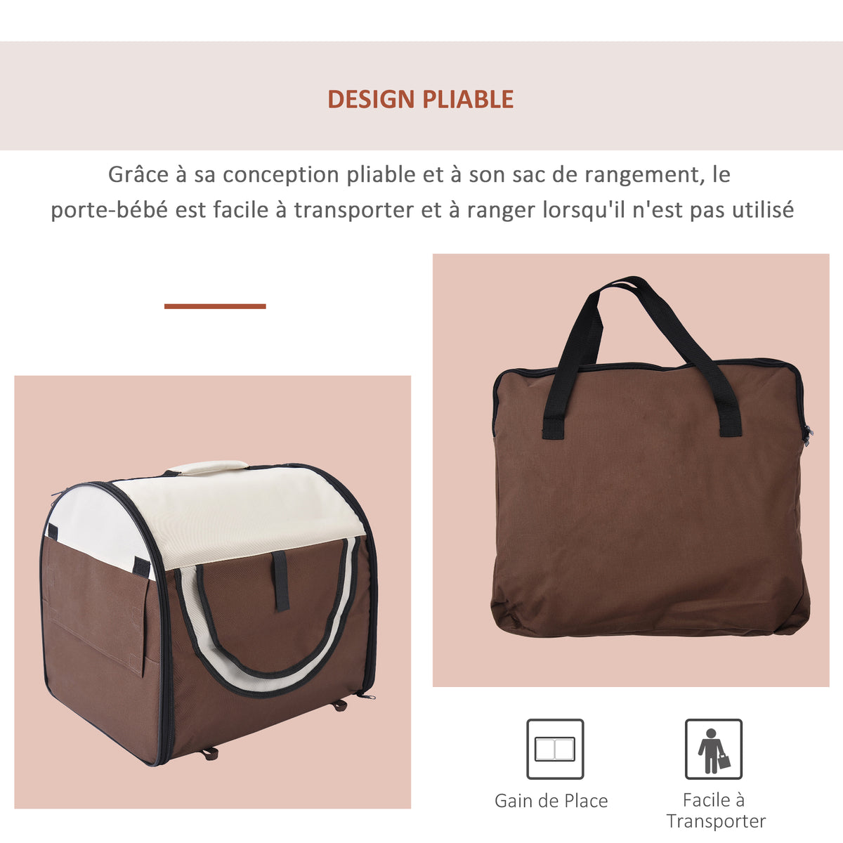Sac de transport pour chien et chat caisse de transport pliable pour animaux adaptée à la voiture grand confort respirant avec coussin amovible 46 x 36 x 41 cm
