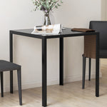 Table à manger pour 4 personnes, table de cuisine avec plateau en verre trempé et pieds en acier, 75 x 75 x 75 cm, noir