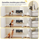 Gamelle Bol pour Chien Double Gamelle Support Mural 2 Bols Acier Inox 800ml Hauteur Réglable 42x23,5x14cm Noir