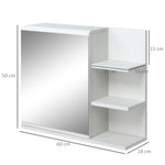 Armoire Miroir de Salle de Bain avec étagère 3 étagères latérales kit Installation Murale fourni en Bois Aspect Blanc