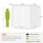 Abri de Jardin Cabanon de Stockage Plancher Structure Aluminium 3 Fenêtres 2 Aérations 182x182x183cm Gris Effet Bois