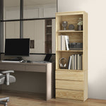 Bibliothèque haute de 180 cm avec 3 étagères et 3 tiroirs dim. 60L x 35l x 180H cm Panneaux Particules effet bois