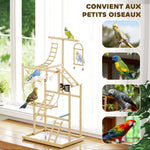 Aire de jeux pour oiseaux, terrain de jeu pour perroquet, échelles, jouet à chaîne, plateau, 48x38x95cm, bois naturel