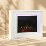Cheminée électrique 1000W/2000W fausse cheminée effet flamme à 12 couleurs et 5 luminosités réglables 98x25x80cm blanc-2