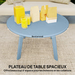 Petite table basse ronde, table d'appoint avec patins antidérapants, cadre en métal, pour jardin, Ø 70 x 42 cm, bleu