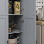 Armoire de cuisine hauteur 170 cm buffet haut avec 4 portes et étagères ajustable, design moderne, gris