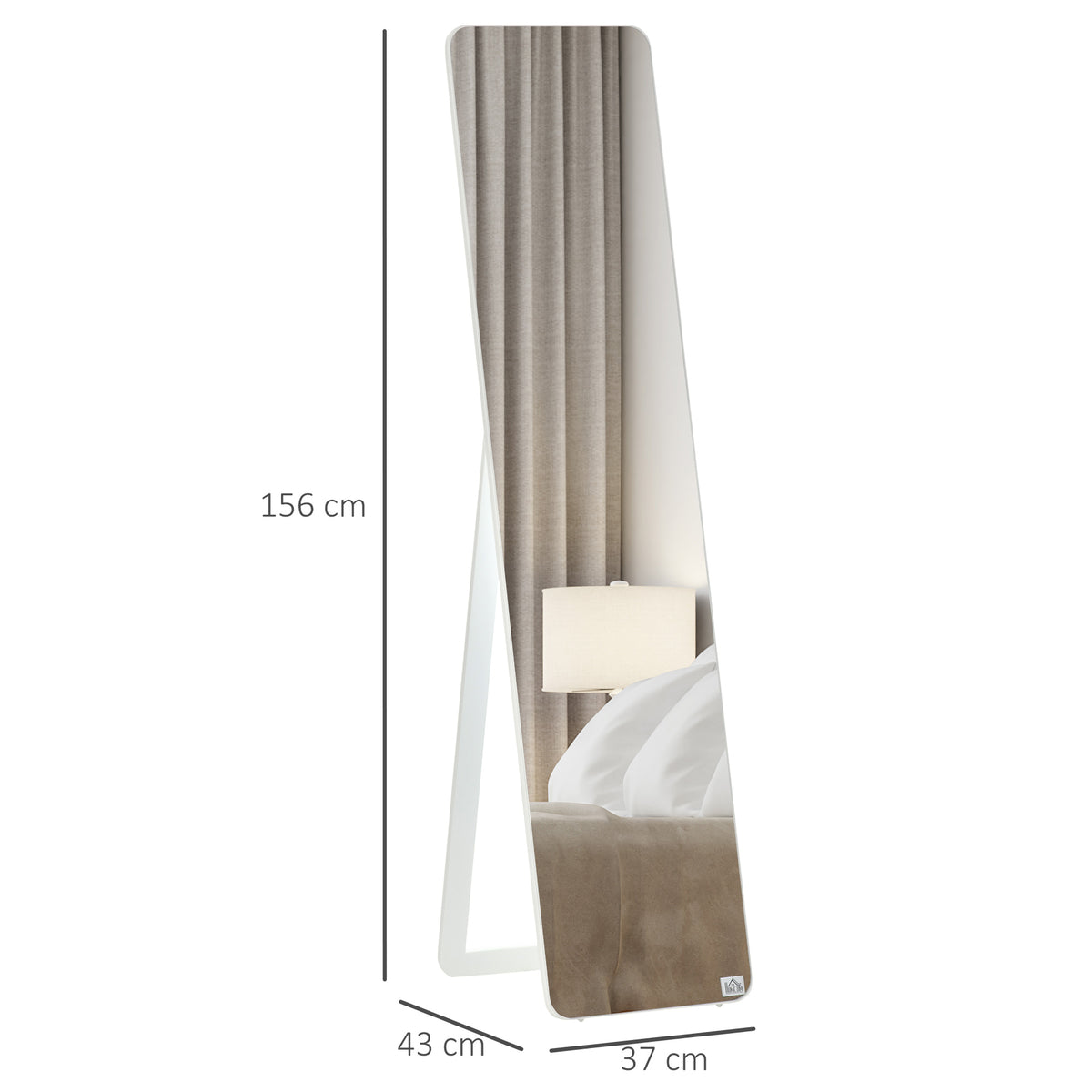 Miroir sur Pied et Mural rectangulaire dim. 37L x 43l x 156H cm Bois Aspect Blanc