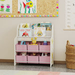 Mobile contenitore per bambini, porta giocattoli, 6 cassetti in tessuto e scaffale a due livelli, 63x30x71cm, rosa