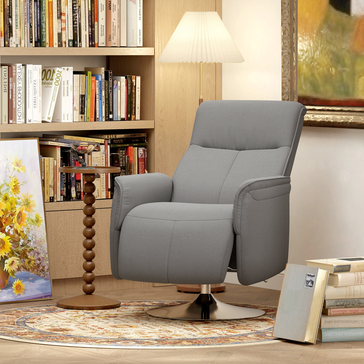 Fauteuil relax massant fauteuil de relaxation inclinable pivotant dossier et repose-pieds réglable 68,5x77x117cm gris