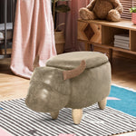 Tabouret Vache - Pouf Vachette - Pouf Taureau Coffre de Rangement 2 en 1 - Pieds Bois d'hévéa revêtement synthétique Aspect Daim Vieilli Marron
