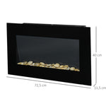 Cheminée électrique murale 1000/2000 W, cheminée décorative avec effet flamme 7 couleurs réglables, 72,5x11,5x40cm, noir