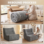 Fauler Sofa-Bodenstuhl in Schmetterlings-Silhouette mit Seitentaschen, kein Zusammenbau erforderlich, 80x90x76cm, Kastaniengrau