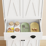 Aparador alto de cocina, armario de cocina con 4 puertas, cajón y estantes ajustables, estilo rústico, 62x38x173cm, blanco