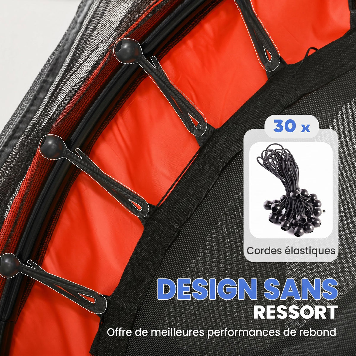 Trampoline Enfant Ø 1,63 × 1,9H m Filet de sécurité Porte zipée Couvre-Ressorts 6 poteaux rembourrés Inclus Rouge