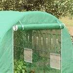 Serra da giardino a tunnel, superficie a terra 8 m², 4L x 2P x 2,05A m, telaio tubolare, porta con cerniera, 6 finestre avvolgibili, verde