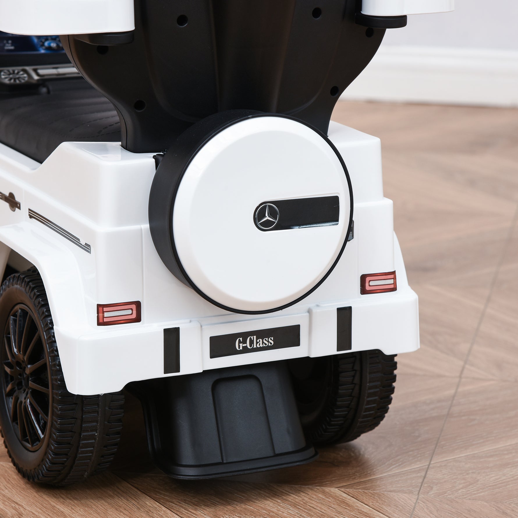 Porteur Enfants Voiture Enfant Multi-équipée 12-36 Mois klaxon Marche-Pieds, Garde-Corps et ombrelle Blanc